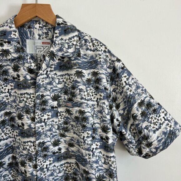 Point Zero Vital Cycle Men’s Medium Short Sleeve Hawaiian Button Down Shirt Palm - Picture 5 of 10